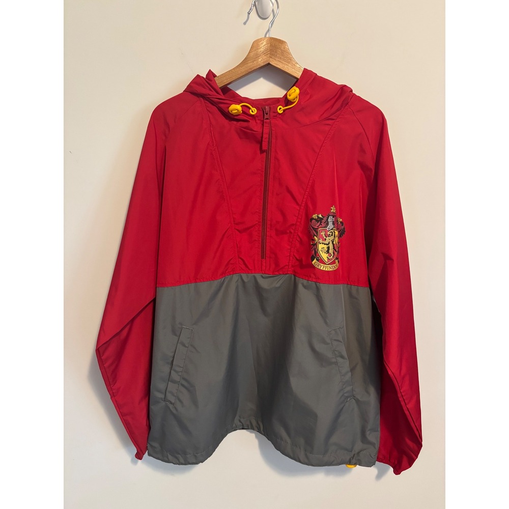 Harry Potter Universal Studios Gryffindor Windbreaker Red Grey Half Zip Medium